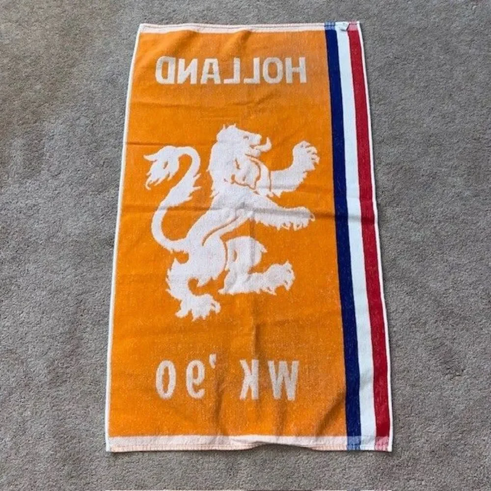 Rare Vintage 1990 Holland World Cup Wevo Lux Orange Towel